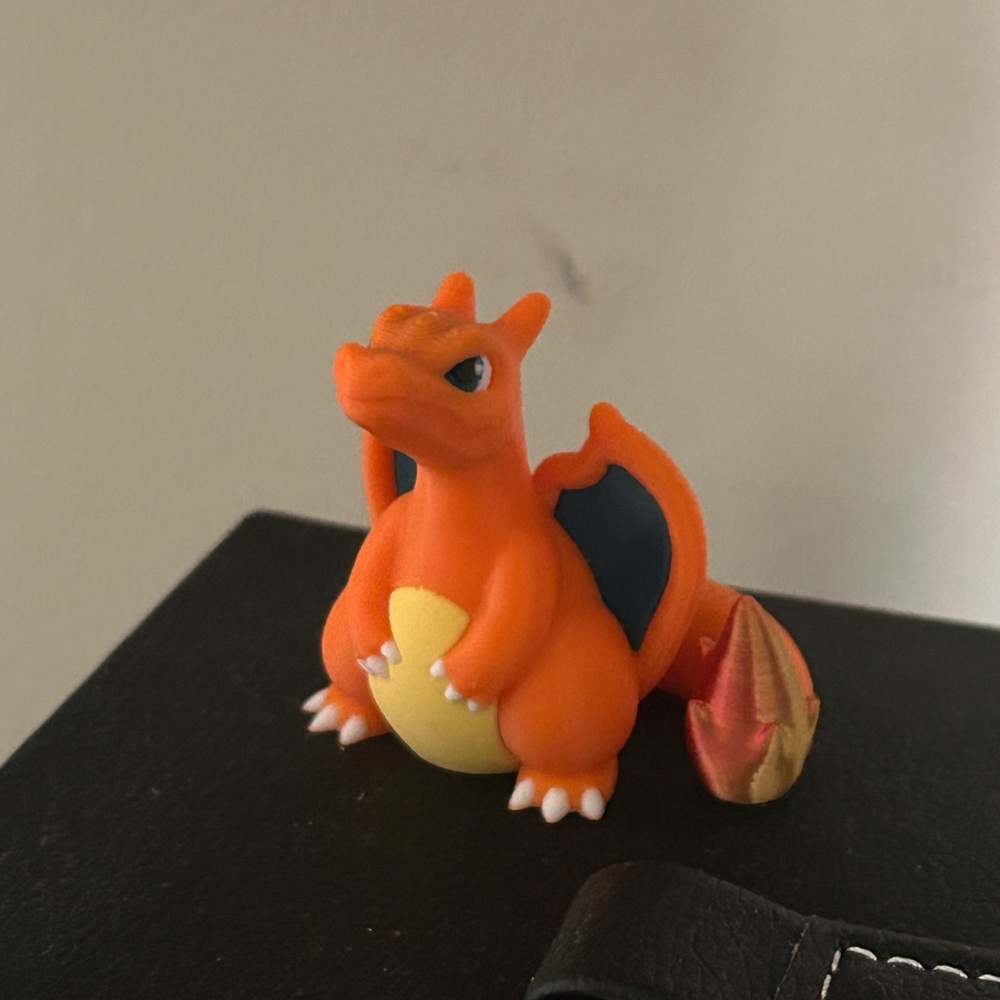 Vibrant 3D Printed Charizard Orange Figurine
